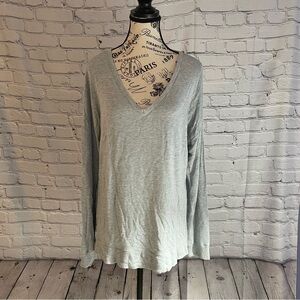 Balance Connection Cross Back V-Neck Long Sleeve Lightweight Workout Top Gray XL
